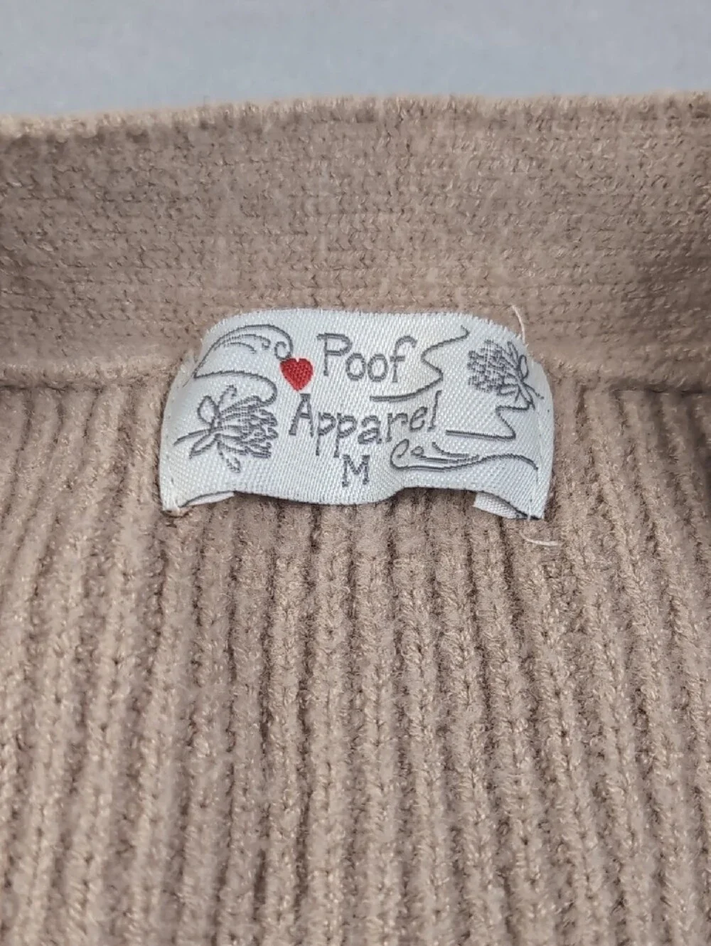 Poof Apparel Cream Ribbed Button-Front Women's Sweater Vest M